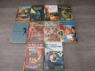 Vintage Set Of 10 Nancy Drew Books 1 - 10 Hardcover Carolyn Keene
