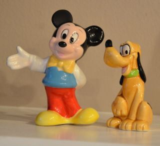 Mickey Mouse & Pluto Salt & Pepper Shakers DISNEY 3 3/4 