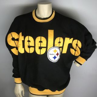 Vintage Nfl Pittsburg Steelers Sweatshirt Legends Athletic Size Large Yellow