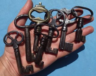 Seven Wrought Iron 17/18th Century Chest Lock Keys