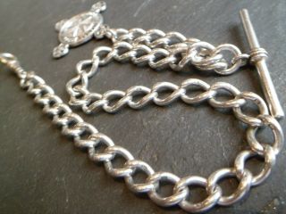 44.  4g 118 Year Old Victorian Solid Silver Albert Pocket Watch Chain And Fob