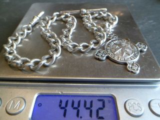 44.  4g 118 YEAR OLD VICTORIAN SOLID SILVER ALBERT POCKET WATCH CHAIN AND FOB 2