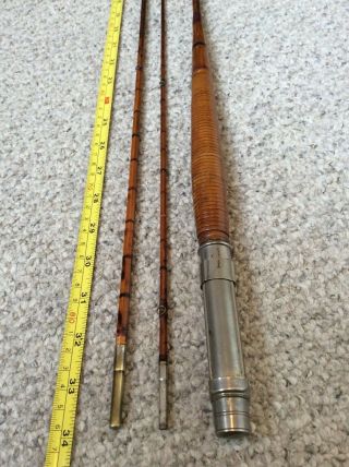 Early Split Bamboo 8 1/2” 3 Pc.  Chubb - Project Fly Rod/nice Rattan Grip