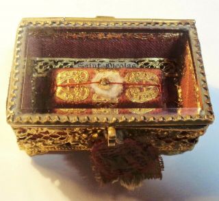 Exceptional Antique Reliquary Shrine Box With 1st Class Relic Of Saint Nicholas