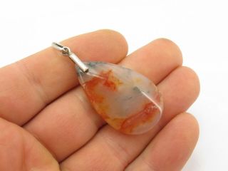 Vintage Sterling Silver 925 & Moss Agate Pendant