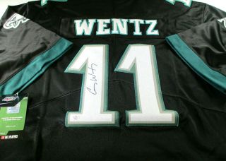 Carson Wentz / Philadelphia Eagles / Autographed Pro Style Football Jersey /