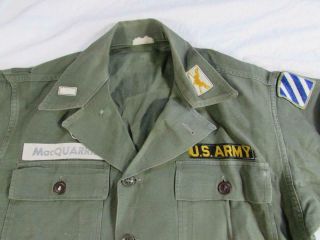 Vtg 60s 1961 Us Army Named 3rd Infantry Og 107 Green Utility Shirt Patch Uniform