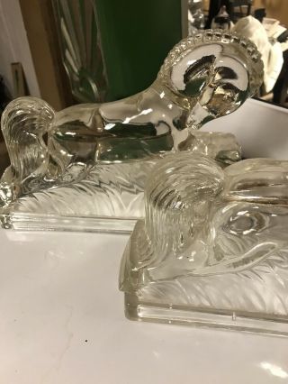 Vintage Glass Crystal Horse Bookends 7 