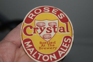 Antique Roses Crystal Malton Ale Beer Label British Ww1