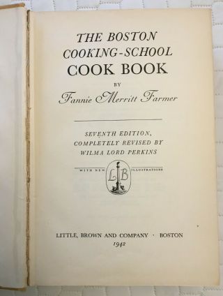 The Boston Cooking School Cook Book by Fannie Farmer (1942,  Hardcover) Vintage 3