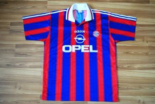 Size L Bayern Munich Home Football Shirt 1996 - 1997 Jersey Adidas Vintage Large
