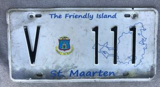 Sxm St.  Sint Maarten Dutch Caribbean Island Truck Vehicle License Plate: V 111