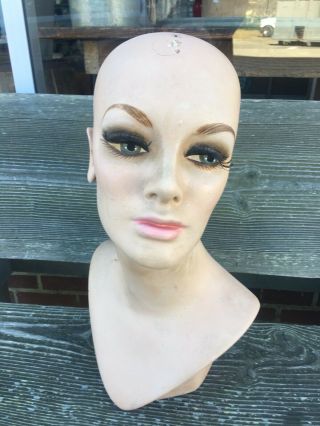 Vintage Female Mannequin Head Bust Store Display Hats