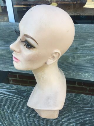 VINTAGE FEMALE MANNEQUIN HEAD BUST STORE DISPLAY HATS 3