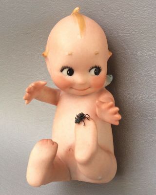 Big Rare 4 1/2”antique German Bisque Action Kewpie Doll Fly On Foot Rose O’neill