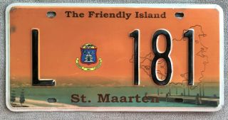 Sxm St.  Sint Maarten Dutch Caribbean Island Government License Plate: L 181