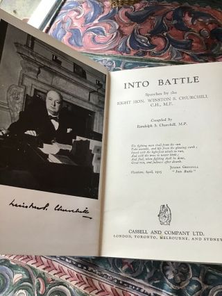 " Into Battle " /winston S.  Churchill/speeches/original Hardback Book 1941