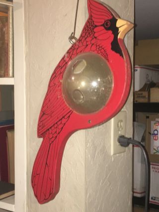 Vintage Red Cardinal Hanging Bird Feeder Wood.