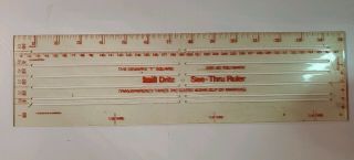 Vintage Dritz See Thru Dressmakers Ruler Clear W/pink 15 In Measurements