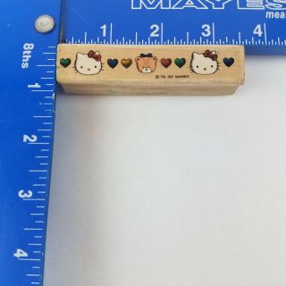 Vintage Sanrio Hello Kitty Border Wood Mounted Rubber Stamp Hearts Bear Crafting 2