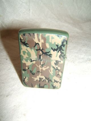Gulf War Era Woodland Pattern Camo Camouflage Zippo Cigarette Lighter U.  S.  Army