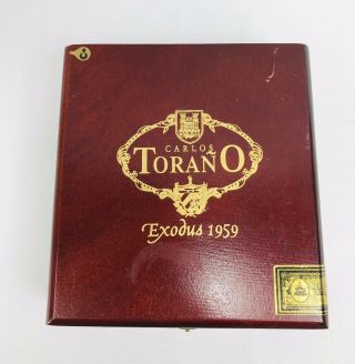 Carlos Torano Exodus 1959 Brown Wooden Cigar Box 8.  25”x 2.  5” Cigars Not