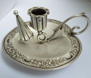 Lovely Rare Large English Antique Victorian 1891 Sterling Silver Chamberstick