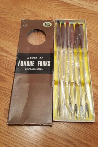 Chadwick Miller Vintage Set Of 6 Fondue Forks Rosewood Handles Stainless Japan