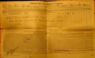 8 - Florida East Coast Railway Freight Bills All To W.  H.  H.  Gleason/7 - 1912/1 - 1915