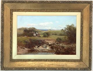 Children By The Brook Antique Oil Painting By William Manners R.  B.  A.  (1860–1930)