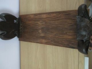 ANTIQUE BLACK FOREST OWL BOOKENDS WOOD CARVING SWISS 3
