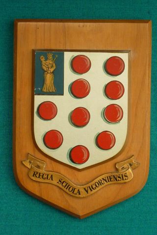 Lovely Vintage Kings School Worcester Hand Painted Wall Plaque Shield