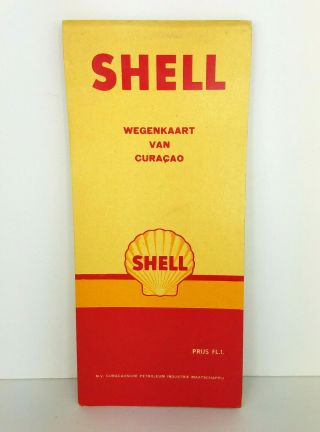 Vintage Shell Oil Co Map of Curacao Antilles Netherlands 40s 50s With Register 3