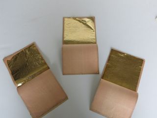 3 Vintage " Composition " Or " Dutch " Gold Leaf Booklets All 3 Unmarked