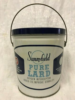 Vintage Sunnyfield Pure Lard For A& P Tin With Handle