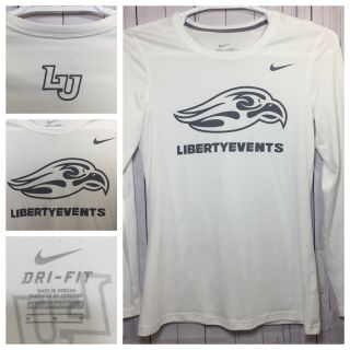 Liberty University Lu Flames Nike Dri - Fit Long Sleeve Mens White T - Shirt Events