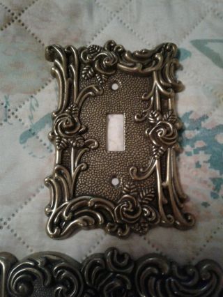 Vintage 3 Pc.  Brass Amertac.  2 Light Switch Covers And One Plug Cover.