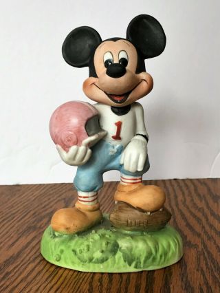 Vintage Walt Disney Productions Mickey Mouse Football Porcelain Figurine 6 " Tall