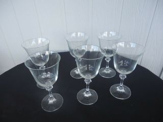 6 Vintage Crystal White Wine Champagne Glasses Large