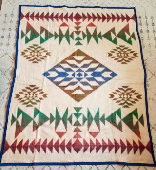 VTG Biederlack Southwestern Aztec Native Tribal Navajo Reversible Blanket USA 2