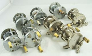 Group Of 8 Old Vintage Casting Reels - Shakespeare - South Bend - Pennell,  More
