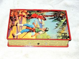 Vintage English Chad Valley Lithographed Tin Plate Novelty Book Moneybox Pirates 2