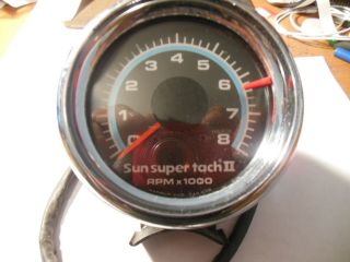 Vintage Sun Tach Ii 8000 8k Rpm Blue Line Tachometer