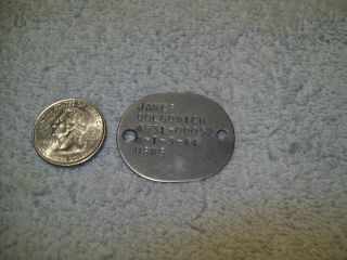 Vintage 1944 Wwii Military Dog Tag Usms A - T - 3 - 44