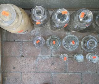 Vtg Antique Glass Chemist Pharmacist Apothecary Bottles Jars Labels Lids 3