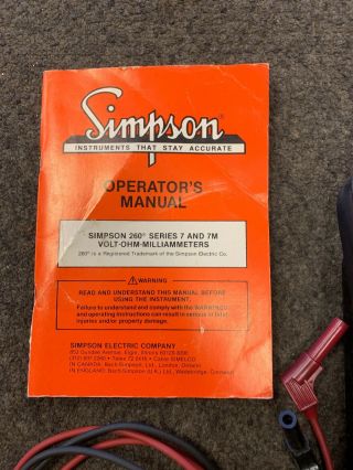 Vintage Simpson Model 260 Volt Ohm Multimeter w/ Probes Bakelite Made in USA 3