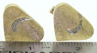 Vintage 14K yellow gold 0.  16CT diamond abstract florentine finished cufflinks 2