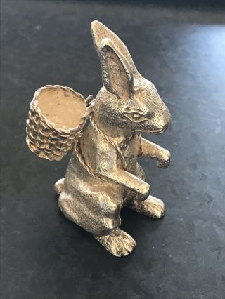 Antique Hallmarked Sterling Silver (925) Hare/rabbit With Basket Ornament/figure