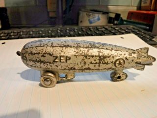 Vintage Cast Iron Zeppelin Toy.  Dirigible Airship.  Paint