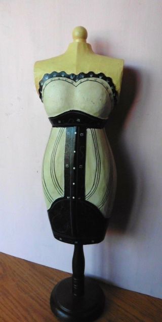 Wooden Dress Form Bust 24 " Painted Decorative Vintage Style Lingerie Mannequin